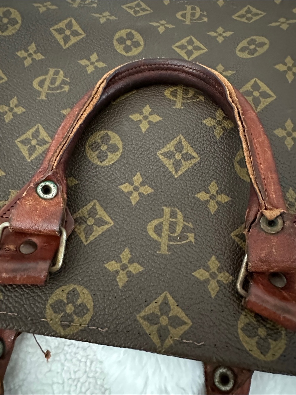 Monogram Pattern Canvas Tote Bag - Brown - Picture 7 of 8